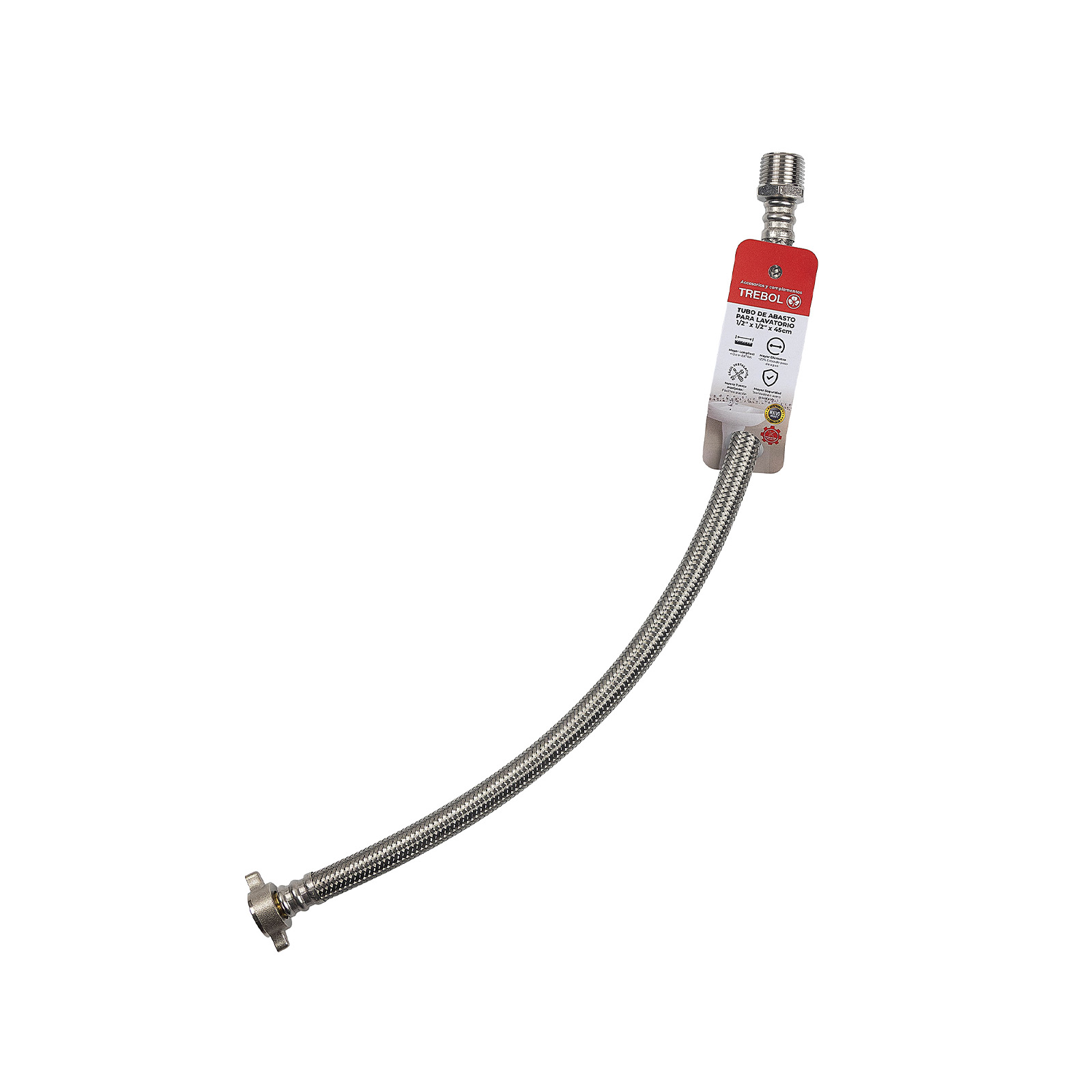 TUBO DE ABASTO 1/2"x1/2" DE ACERO INOXIDABLE - LAVATORIO